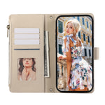 For Xiaomi 14T Pro Case Multi Card Slots Zipper Leather Phone Cover with Shoulder Strap / Wrist Strap
