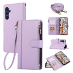 For Samsung Galaxy A36 5G Case Multi Card Slots Zipper Leather Phone Cover with Shoulder Strap / Wrist Strap