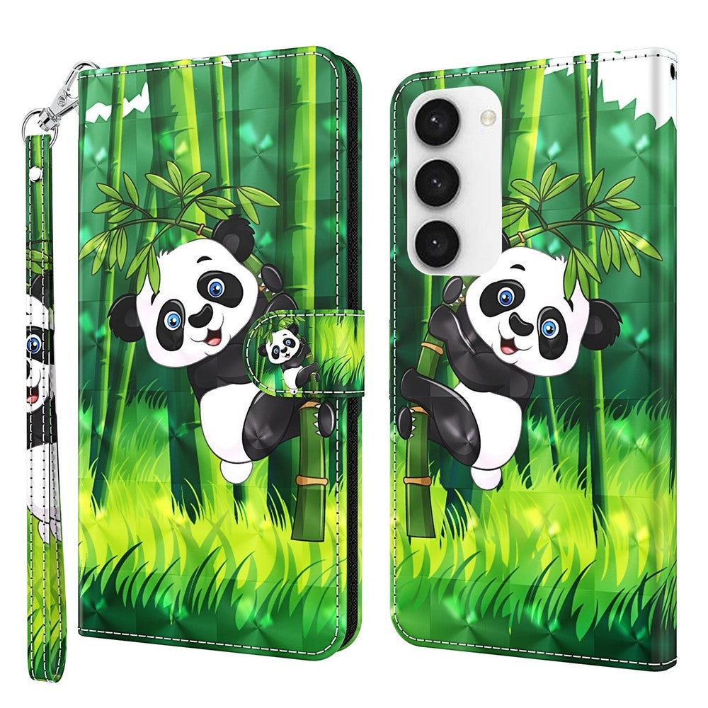 For Samsung Galaxy S23+ 3D Pattern Printing Phone Wallet Stand Case PU Leather Flip Shockproof Cover with Strap