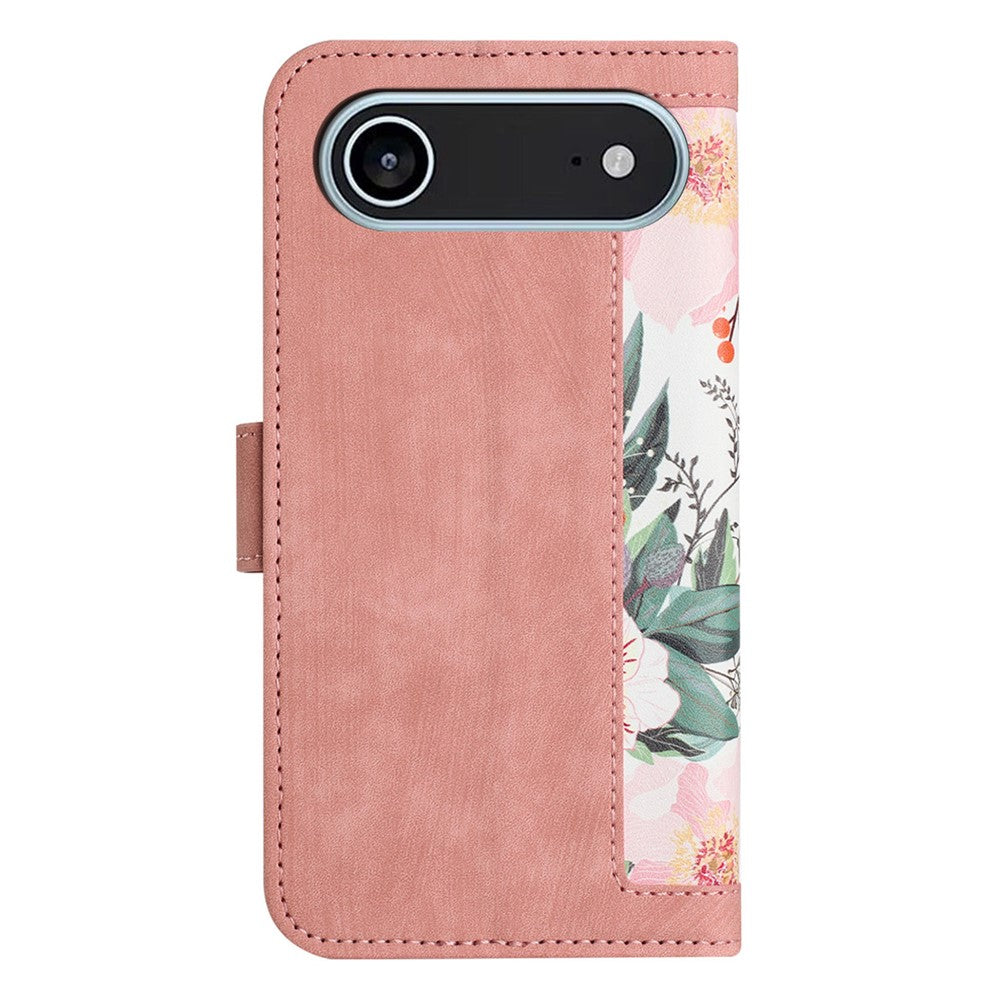 Til iPhone Air Cover i PU-læder med blomstermotiv og kortpladser/håndledsrem