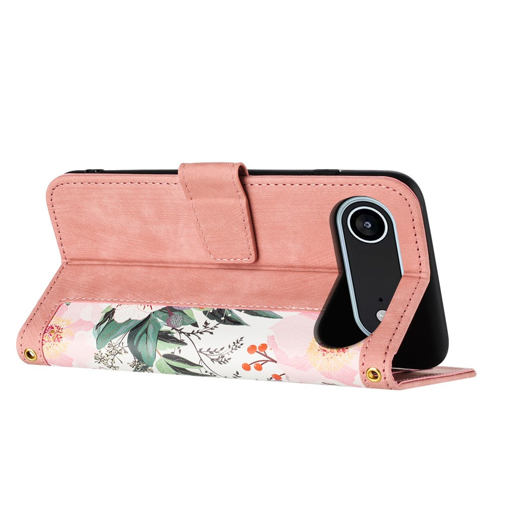 Til iPhone Air Cover i PU-læder med blomstermotiv og kortpladser/håndledsrem