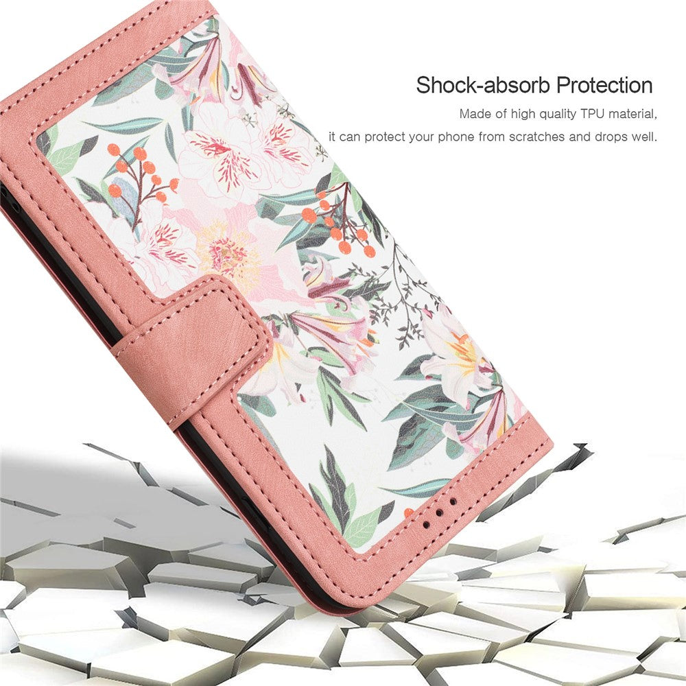 Til iPhone Air Cover i PU-læder med blomstermotiv og kortpladser/håndledsrem