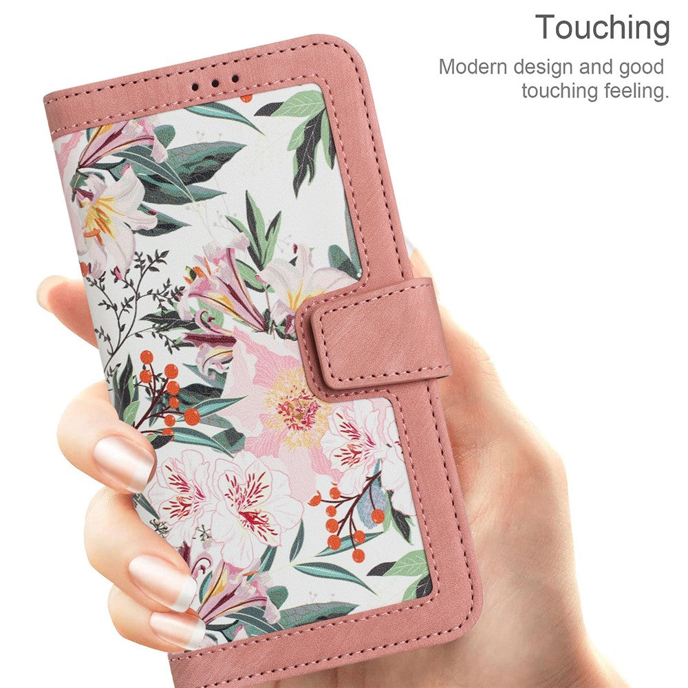 Til iPhone Air Cover i PU-læder med blomstermotiv og kortpladser/håndledsrem