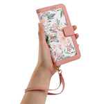 Til iPhone Air Cover i PU-læder med blomstermotiv og kortpladser/håndledsrem