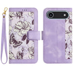 Til iPhone Air Cover i PU-læder med blomstermotiv og kortpladser/håndledsrem