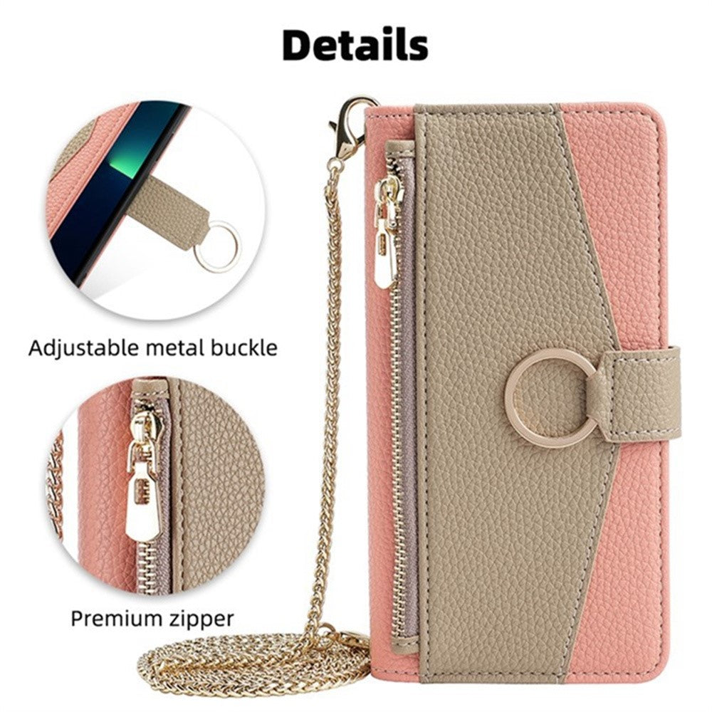 Til Samsung Galaxy S25+ Cover Spejlpung Læder Telefoncover med Kæde Skulderrem