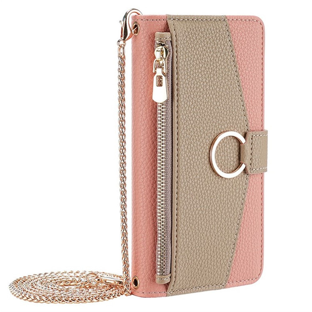 Til Samsung Galaxy S25+ Cover Spejlpung Læder Telefoncover med Kæde Skulderrem