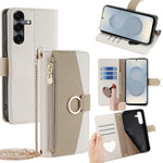 Til Samsung Galaxy S25+ Cover Spejlpung Læder Telefoncover med Kæde Skulderrem