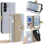 Til Samsung Galaxy S25+ Cover Spejlpung Læder Telefoncover med Kæde Skulderrem