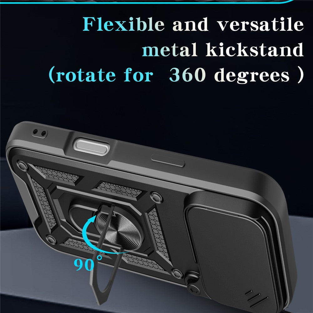 For iPhone 17 Pro Max Case with Slide Camera Lid PC + TPU Kickstand Phone Cover