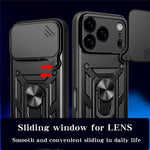 For iPhone 17 Pro Max Case with Slide Camera Lid PC + TPU Kickstand Phone Cover