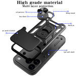 For iPhone 17 Pro Max Case with Slide Camera Lid PC + TPU Kickstand Phone Cover