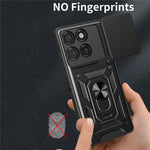 For Motorola Edge 60 Pro 5G Case with Slide Camera Lid PC + TPU Kickstand Phone Cover