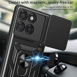 For Motorola Edge 60 Pro 5G Case with Slide Camera Lid PC + TPU Kickstand Phone Cover