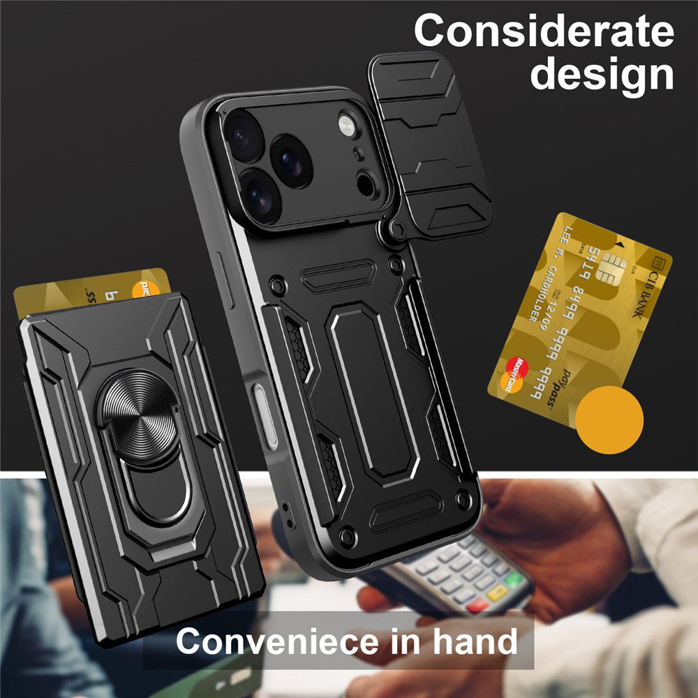 Til iPhone 17 Pro Max Cover PC + TPU Støtteben Telefon Bagsidecover med Kameraskyder
