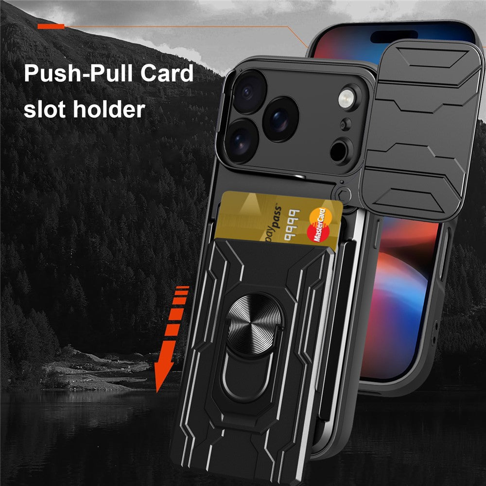 Til iPhone 17 Pro Max Cover PC + TPU Støtteben Telefon Bagsidecover med Kameraskyder