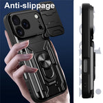 Til iPhone 17 Pro Max Cover PC + TPU Støtteben Telefon Bagsidecover med Kameraskyder