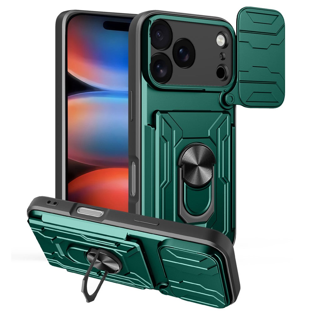 Til iPhone 17 Pro Max Cover PC + TPU Støtteben Telefon Bagsidecover med Kameraskyder