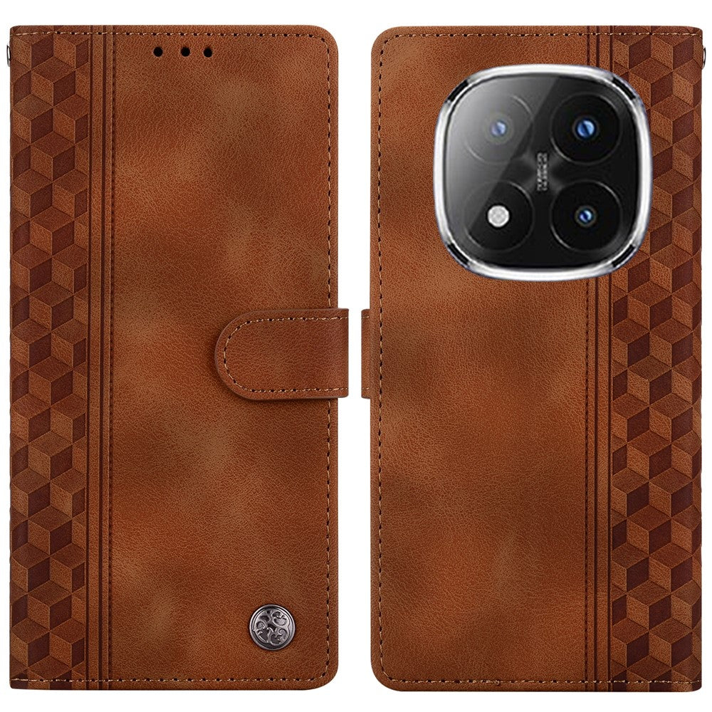 For Xiaomi Redmi Note 14 Pro+ 5G Leather Case Imprinted Checkered Pattern Wallet Stand Flip Phone Cover