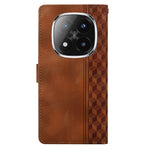 For Xiaomi Redmi Note 14 Pro+ 5G Leather Case Imprinted Checkered Pattern Wallet Stand Flip Phone Cover