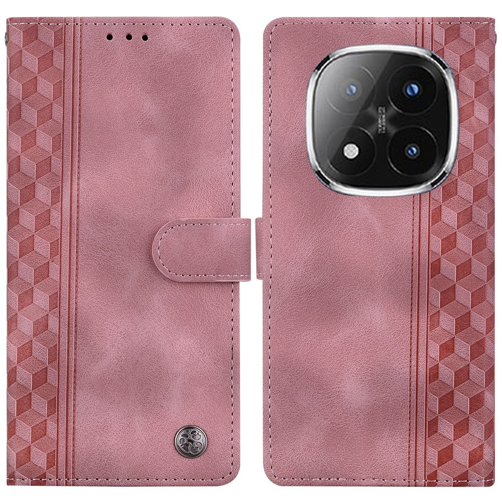 For Xiaomi Redmi Note 14 Pro+ 5G Leather Case Imprinted Checkered Pattern Wallet Stand Flip Phone Cover