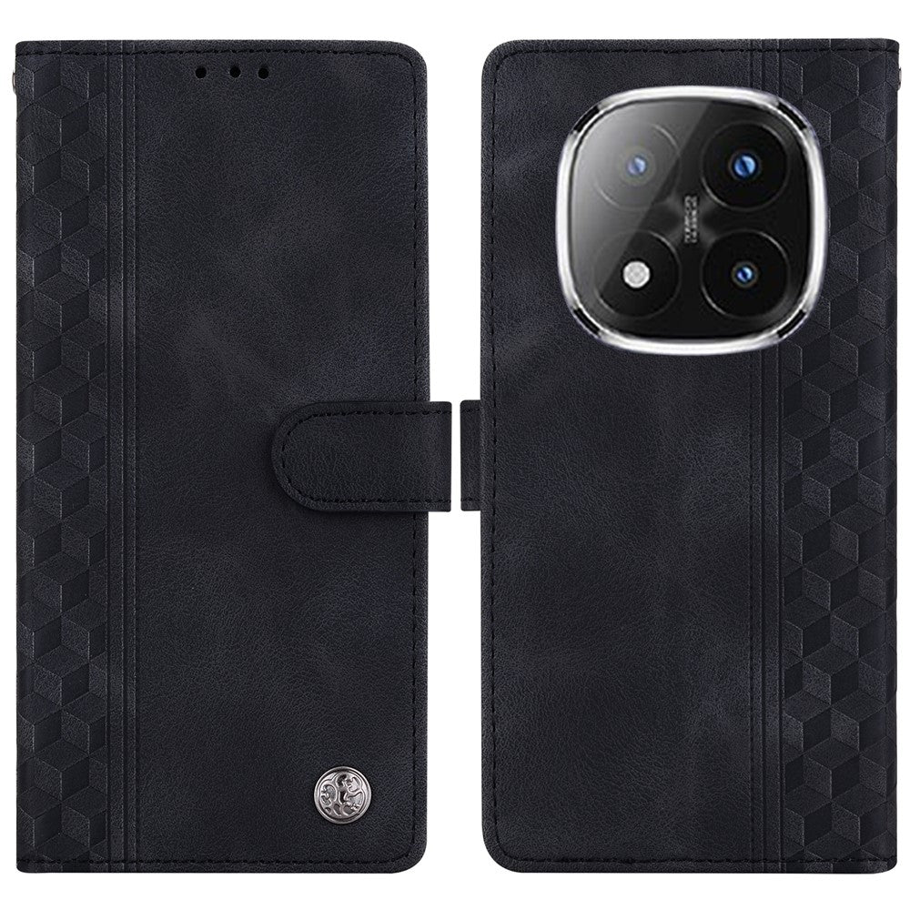 For Xiaomi Redmi Note 14 Pro+ 5G Leather Case Imprinted Checkered Pattern Wallet Stand Flip Phone Cover