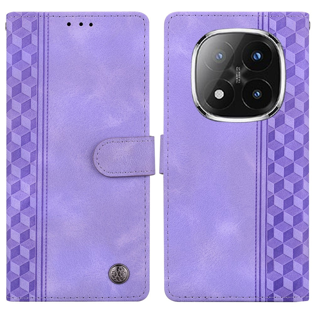 For Xiaomi Redmi Note 14 Pro+ 5G Leather Case Imprinted Checkered Pattern Wallet Stand Flip Phone Cover
