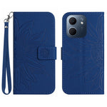 For Oppo A5x 5G  /  4G Case Sunflower Imprint Leather Wallet Phone Cover with Wrist Strap