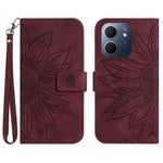 For Oppo A5x 5G  /  4G Case Sunflower Imprint Leather Wallet Phone Cover with Wrist Strap