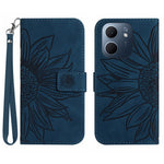 For Oppo A5x 5G  /  4G Case Sunflower Imprint Leather Wallet Phone Cover with Wrist Strap