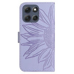 For Motorola Moto G56 5G Case Sunflower Imprint Leather Wallet Phone Cover with Wrist Strap