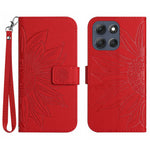 For Motorola Moto G56 5G Case Sunflower Imprint Leather Wallet Phone Cover with Wrist Strap