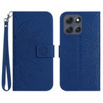 For Motorola Moto G56 5G Case Sunflower Imprint Leather Wallet Phone Cover with Wrist Strap
