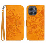 For Motorola Moto G56 5G Case Sunflower Imprint Leather Wallet Phone Cover with Wrist Strap