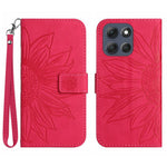 For Motorola Moto G56 5G Case Sunflower Imprint Leather Wallet Phone Cover with Wrist Strap
