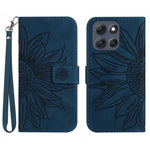 For Motorola Moto G56 5G Case Sunflower Imprint Leather Wallet Phone Cover with Wrist Strap