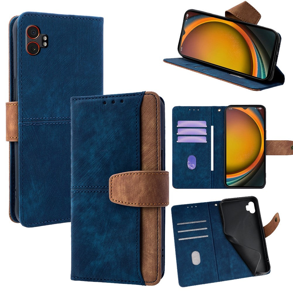 For Samsung Galaxy XCover7 Pro Case RFID Blocking Color Splicing PU Leather Wallet Phone Cover