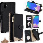 For Samsung Galaxy F06 5G Leather Case Wallet Stand Cover Irregular Tail Style with Chain Strap