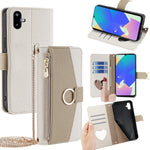 For Samsung Galaxy F06 5G Case Mirror Wallet Leather Phone Cover with Chain Shoulder Strap
