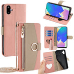 For Samsung Galaxy F06 5G Case Mirror Wallet Leather Phone Cover with Chain Shoulder Strap