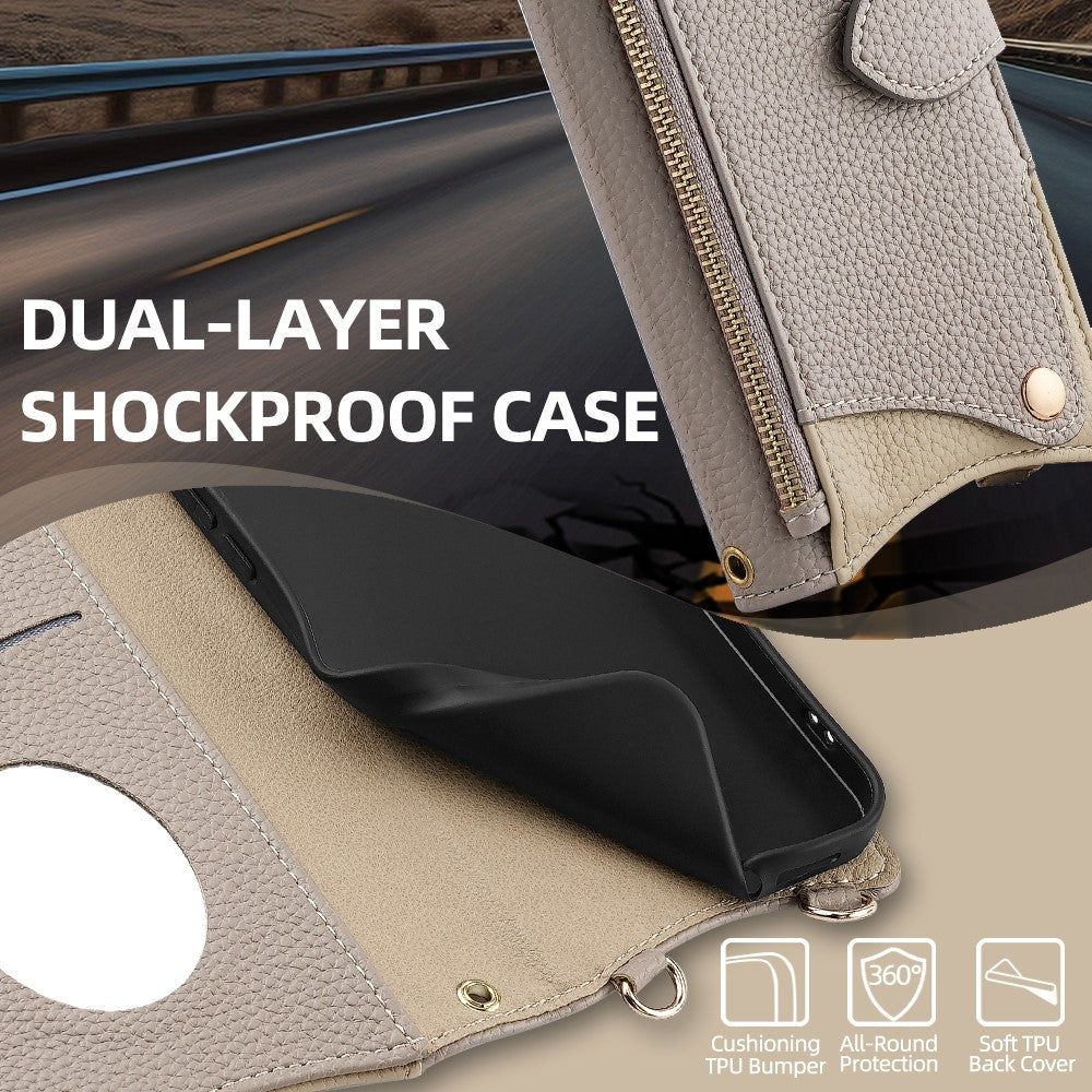 For Xiaomi Redmi Note 14S 4G Leather Case Wallet Stand Cover Irregular Tail Style with Chain Strap