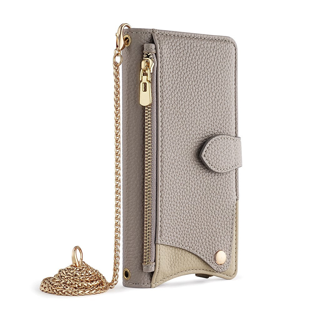 For Xiaomi Redmi Note 14S 4G Leather Case Wallet Stand Cover Irregular Tail Style with Chain Strap
