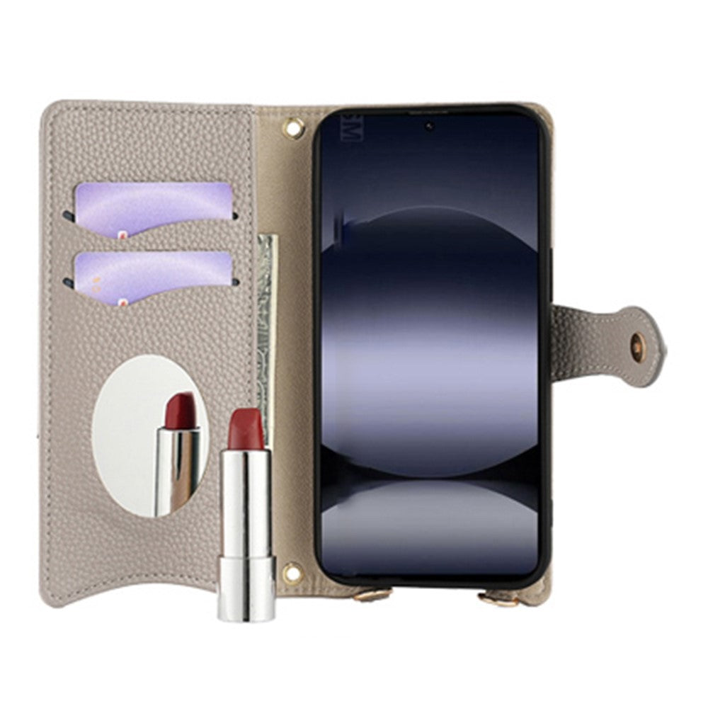 For Xiaomi Redmi Note 14S 4G Leather Case Wallet Stand Cover Irregular Tail Style with Chain Strap