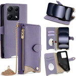 For Xiaomi Redmi Note 14S 4G Leather Case Wallet Stand Cover Irregular Tail Style with Chain Strap