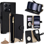 For Xiaomi Redmi Note 14S 4G Leather Case Wallet Stand Cover Irregular Tail Style with Chain Strap