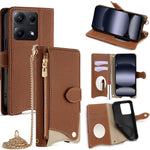 For Xiaomi Redmi Note 14S 4G Leather Case Wallet Stand Cover Irregular Tail Style with Chain Strap