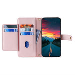 For Xiaomi Redmi Note 14S 4G Leather Case Zipper Pocket Wallet Phone Cover with 2 Straps