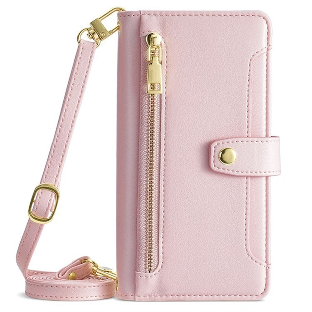 For Xiaomi Redmi Note 14S 4G Leather Case Zipper Pocket Wallet Phone Cover with 2 Straps