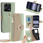 For Xiaomi Redmi Note 14S 4G Case Mirror Wallet Leather Phone Cover with Chain Shoulder Strap