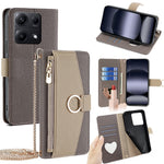For Xiaomi Redmi Note 14S 4G Case Mirror Wallet Leather Phone Cover with Chain Shoulder Strap